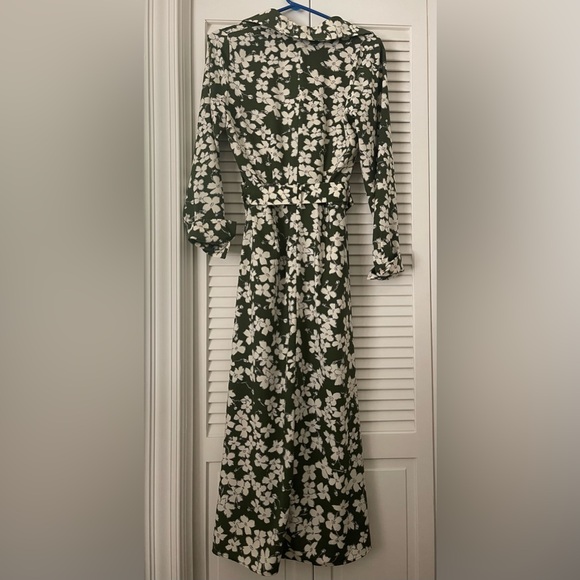 Zara Green and White Floral Long Sleeve Dress - Picture 4 of 6